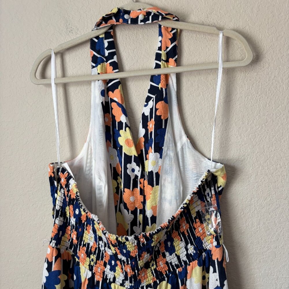 Modcloth NEW 1X Linen Blend Floral Print Halter Jumpsuit - Picture 10 of 16